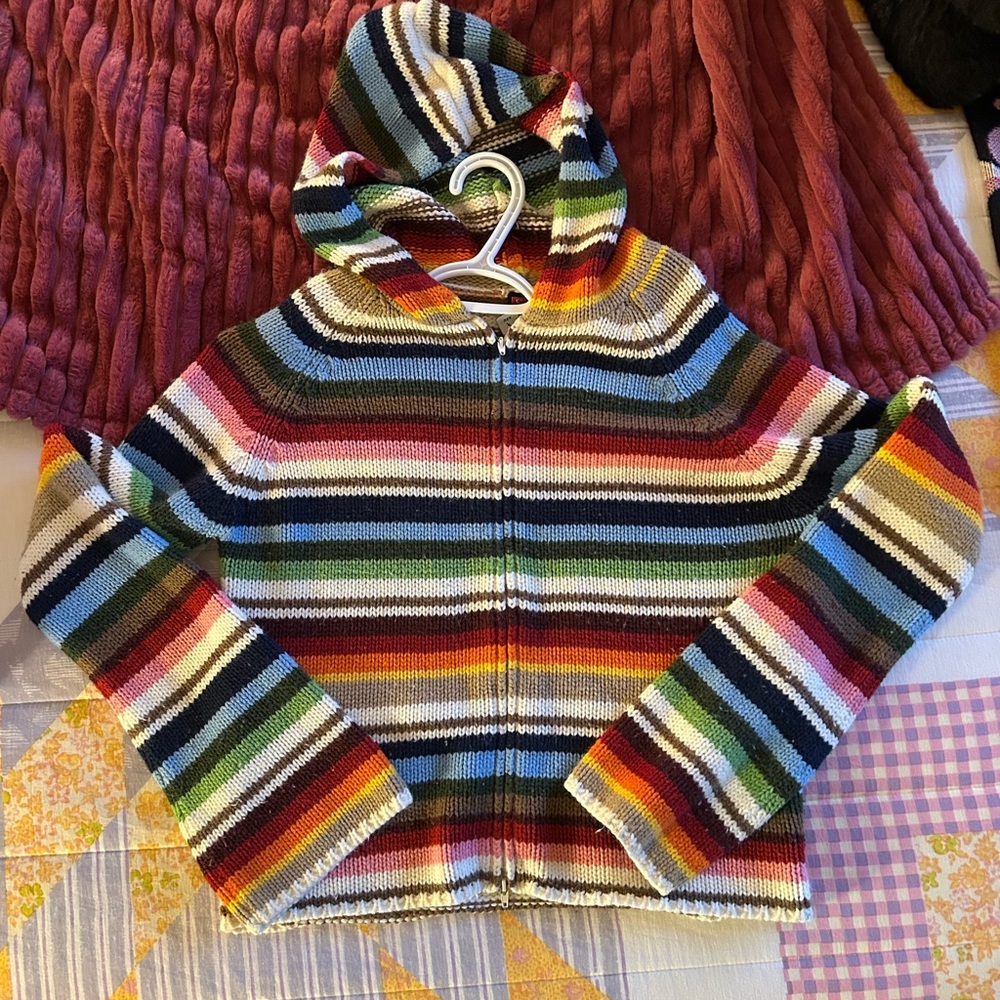 Say What? Vintage Rainbow Striped Zip Up